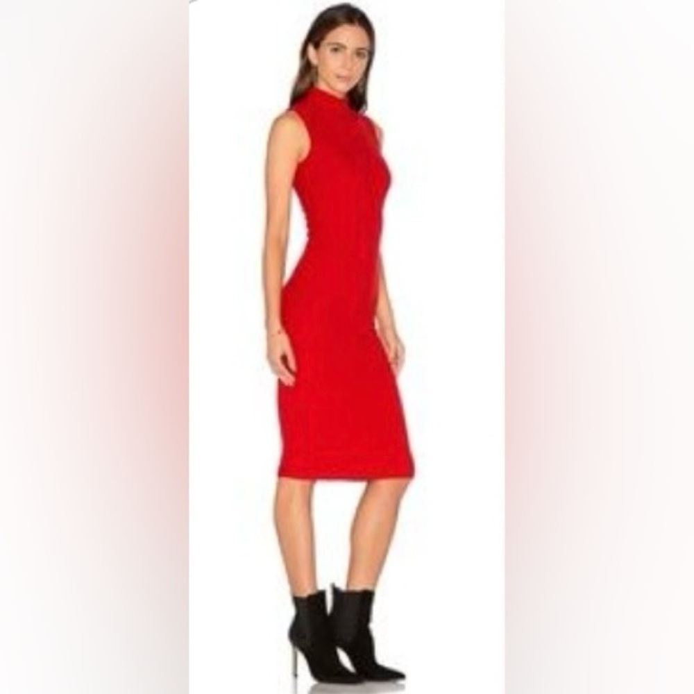 💓GBTSO Red Mock Neck Sleeveless Ribbed Knit Midi Dress - Size XS